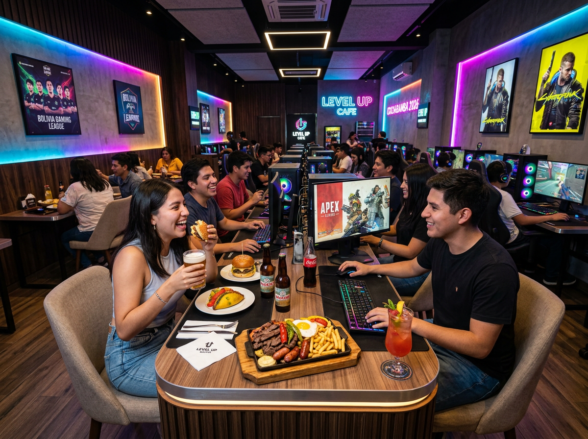 Clientes disfrutando en Ranviku juegos café Bolivia